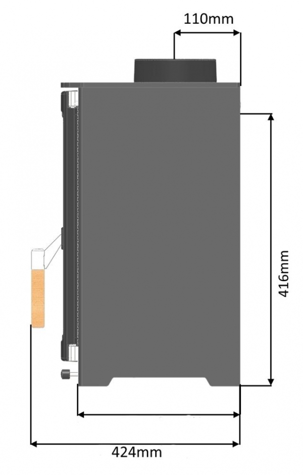 parkray aspect 4 woodburning stove dimensions side view
