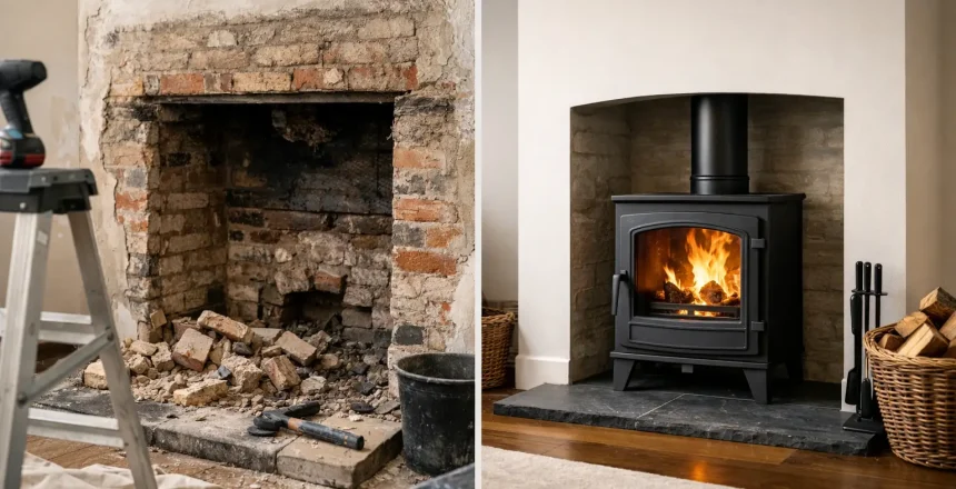 Fireplace Renovation for Stove Example